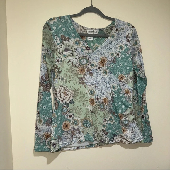 Women’s Vintage Coldwater Creek Y2K Paisley Print  with Glitter Details Top S: M - Picture 3 of 11